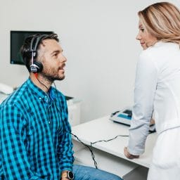 Man getting a hearing test.